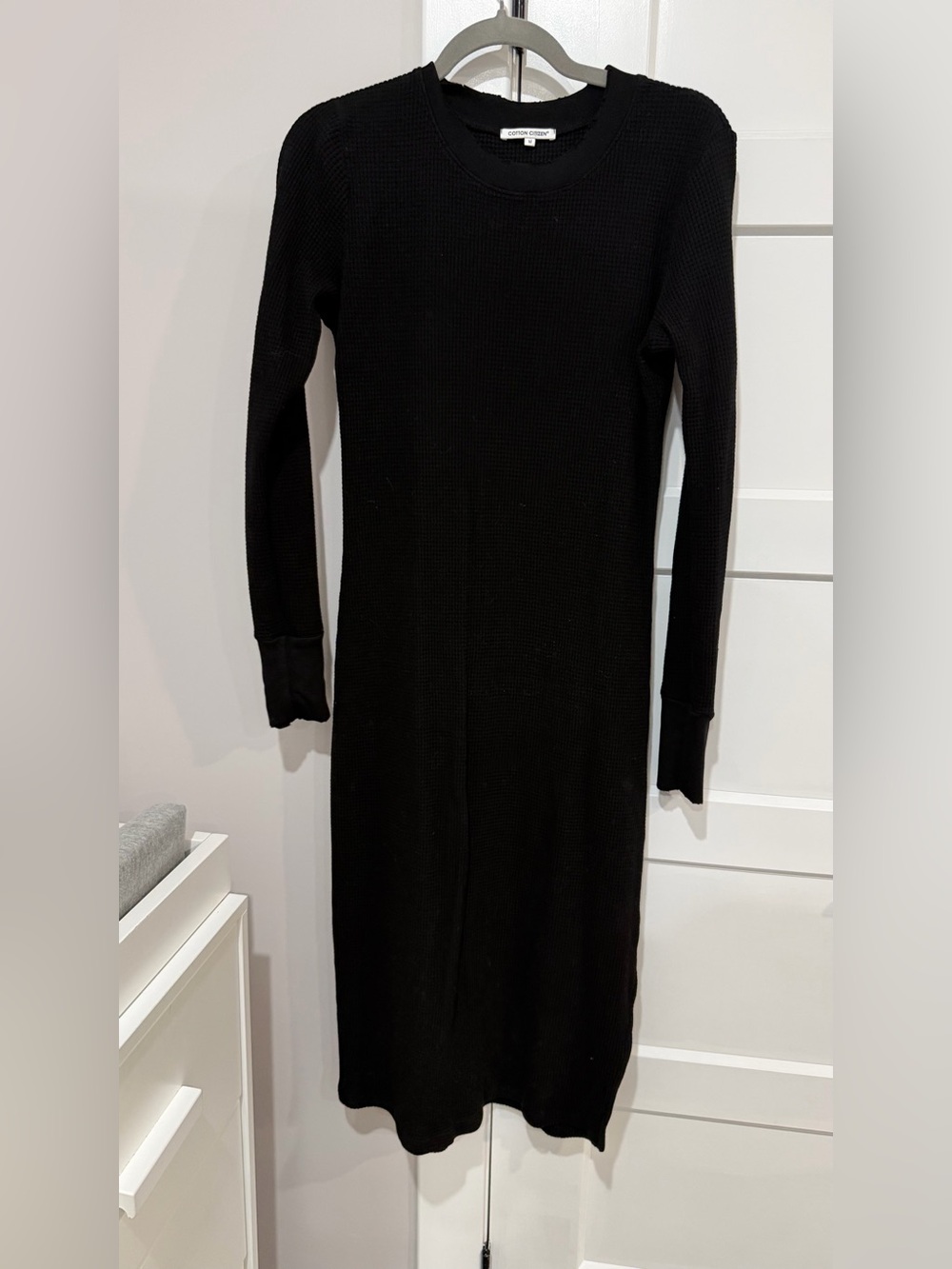 Cotton Citizen Black Ribbed Long Sleeve Midi Dress M